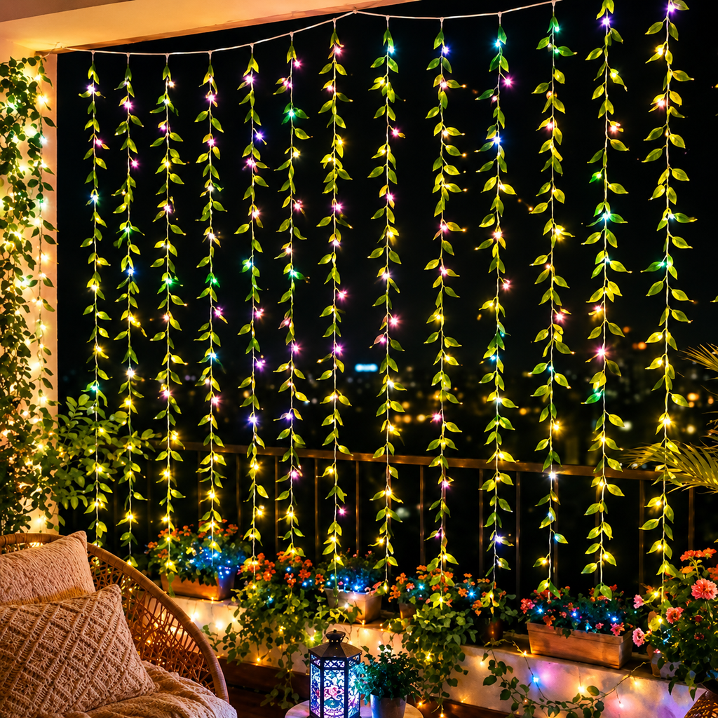 🌿JOYAL Artificial Vines Curtain Lights | Warm White LED Willow Leaf Lights for Home & Party Decoration✨