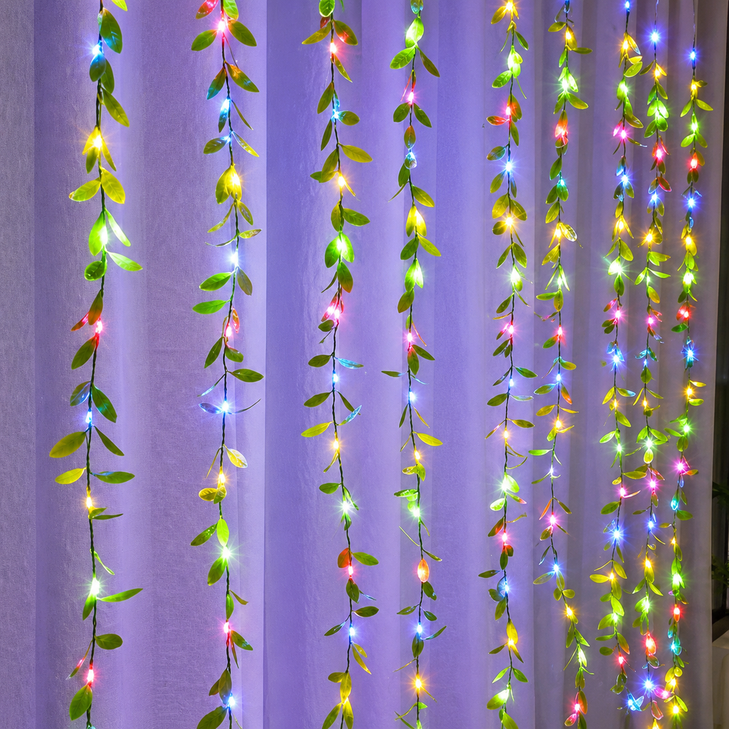 🌿JOYAL Artificial Vines Curtain Lights | Warm White LED Willow Leaf Lights for Home & Party Decoration✨