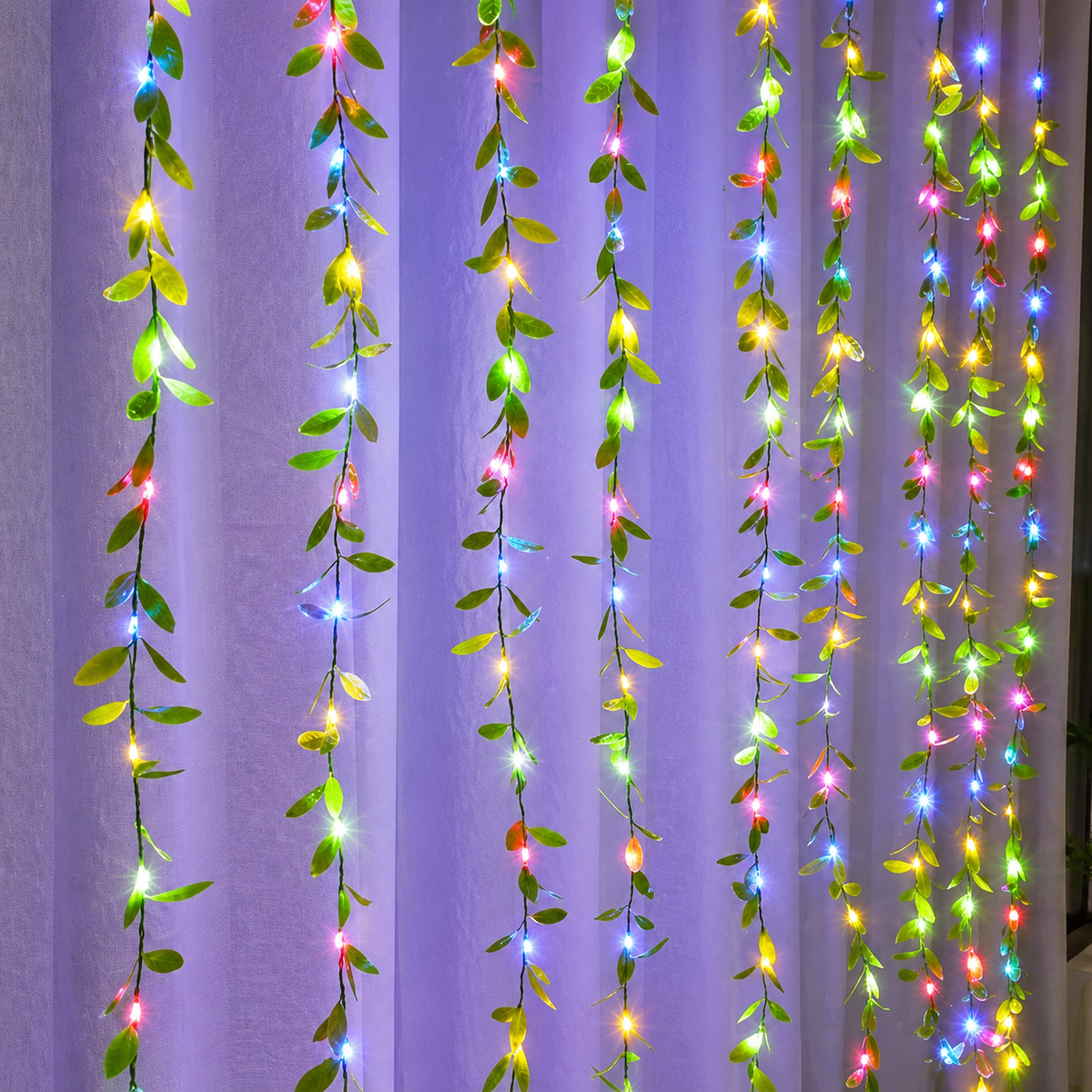 🌿JOYAL Artificial Vines Curtain Lights | Warm White LED Willow Leaf Lights for Home & Party Decoration✨