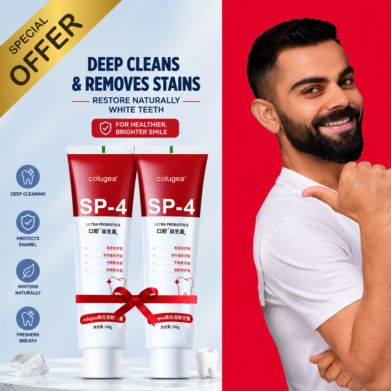 SP4 Ultra+ Whitening Probiotic Toothpaste | Fresh Breath & Whitening Care