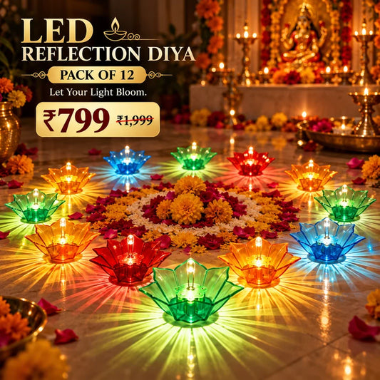 🔥 Diwali Special 3D Lotus Water Sensor Diya – Pack of 12 🪔✨