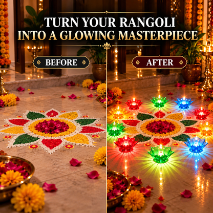 🔥 Diwali Special 3D Lotus Water Sensor Diya – Pack of 12 🪔✨